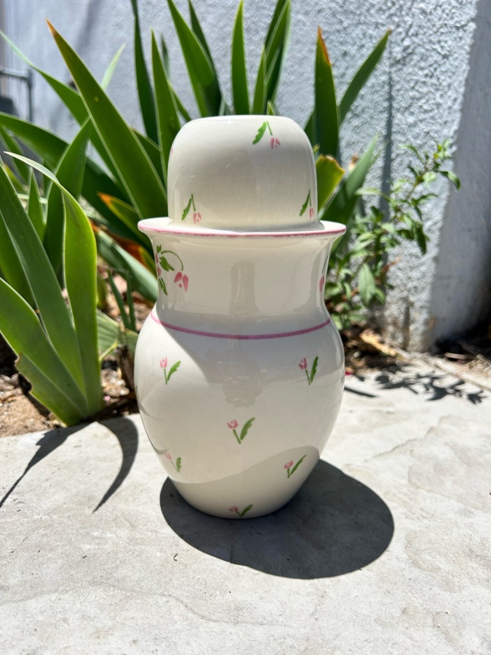 Vintage floral ceramic carafe and cup